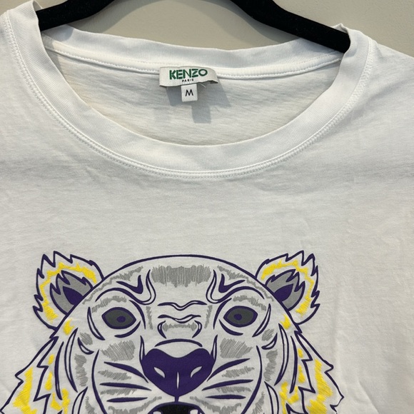 Kenzo White Tee with Vibrant Tiger Design - Picture 4 of 6